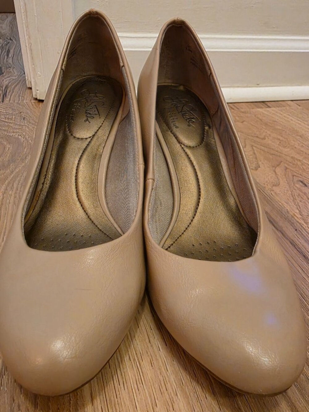LifeStride Parigi Block Heel Pumps Nude Taupe Comfort Shoes Women's 9.5M